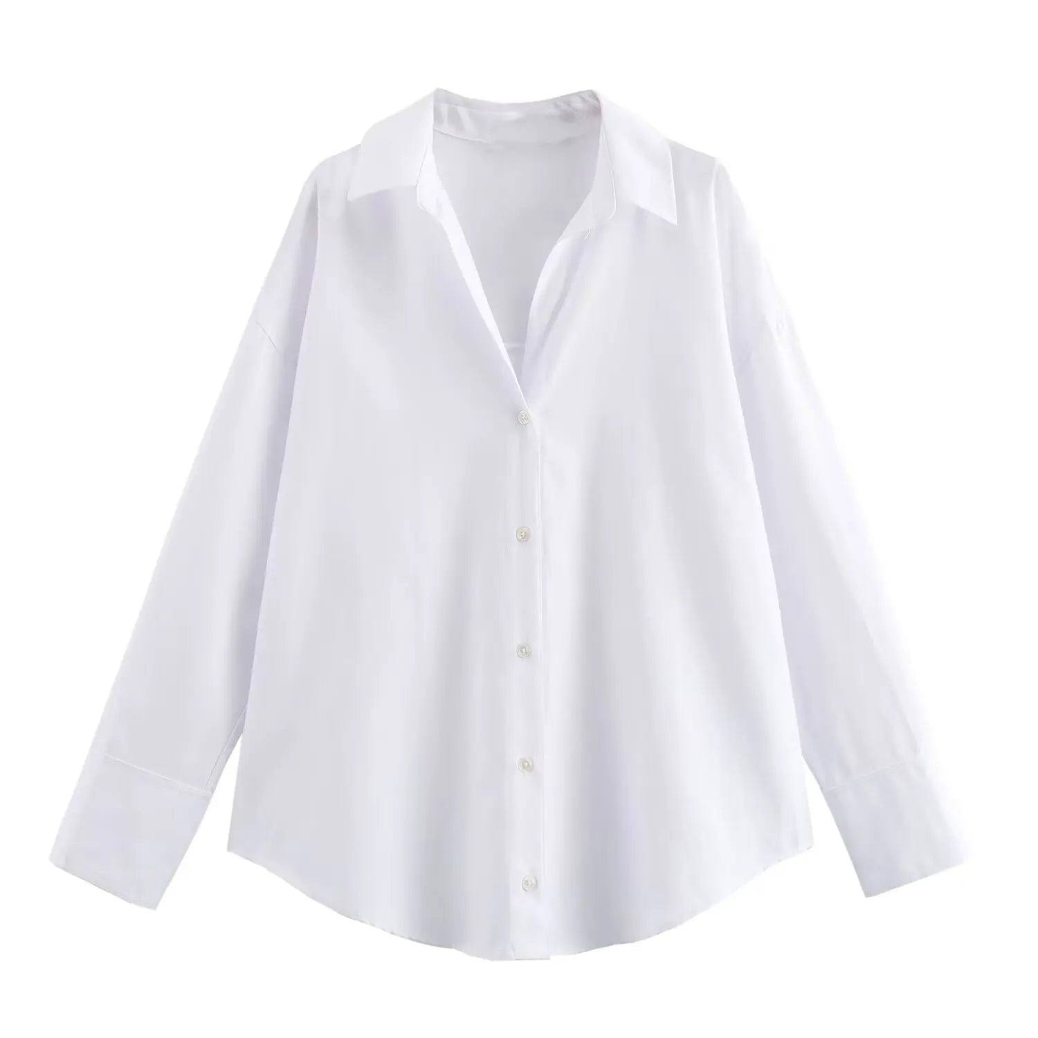 Women’s Oxford Long Sleeve Shirt - Chic Turn-Down Collar Blouse for Office and Casual Wear