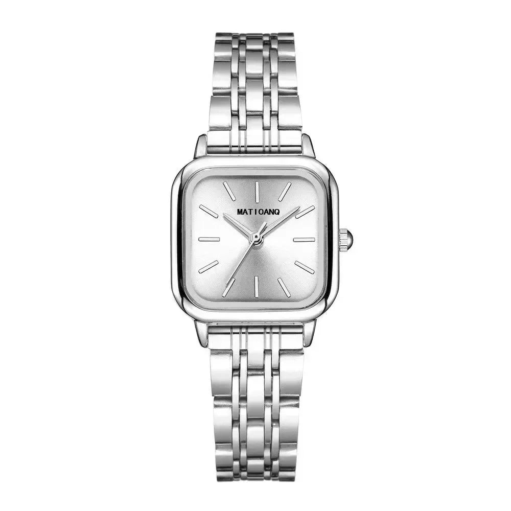 Elegant Women's Square Dial Quartz Watch with Alloy Band – Minimalist and Fashionable Design