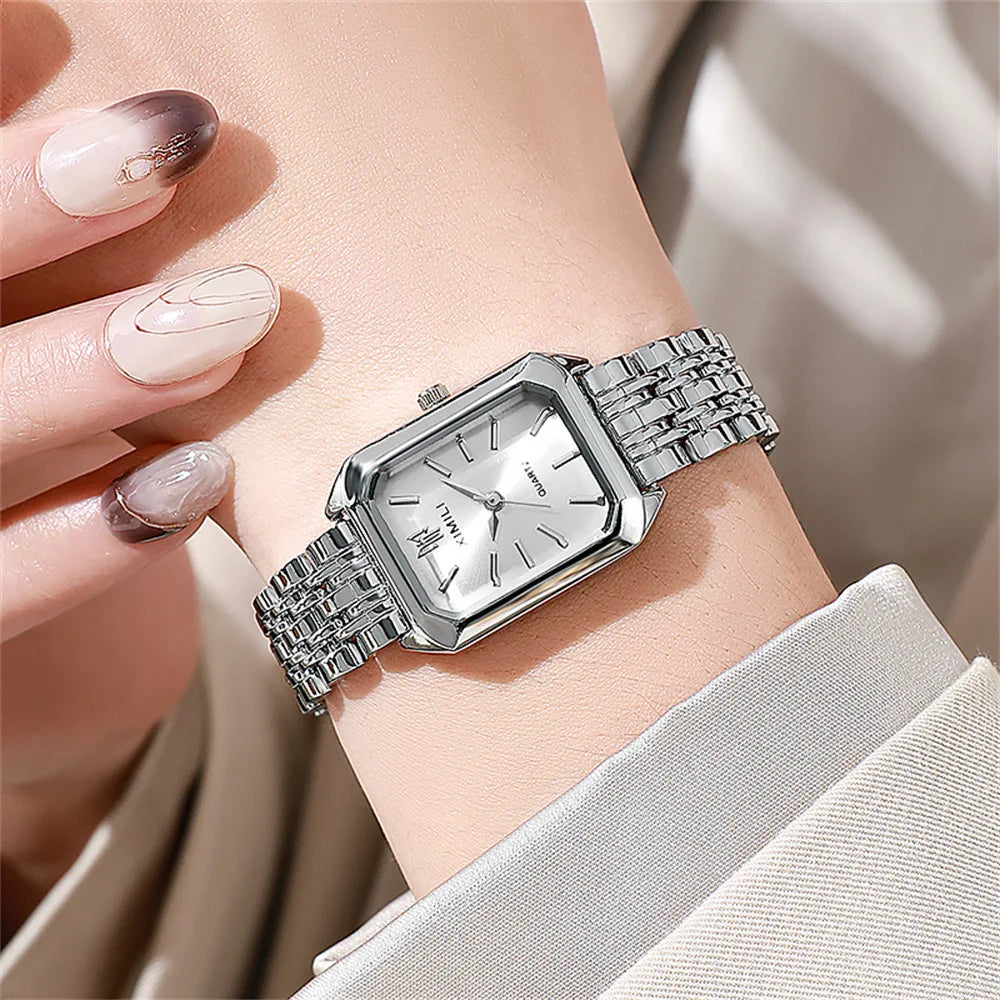 UTHAI Women’s Fashion Quartz Watch - Elegant Gold & Silver Tone Stainless Steel Wristwatch