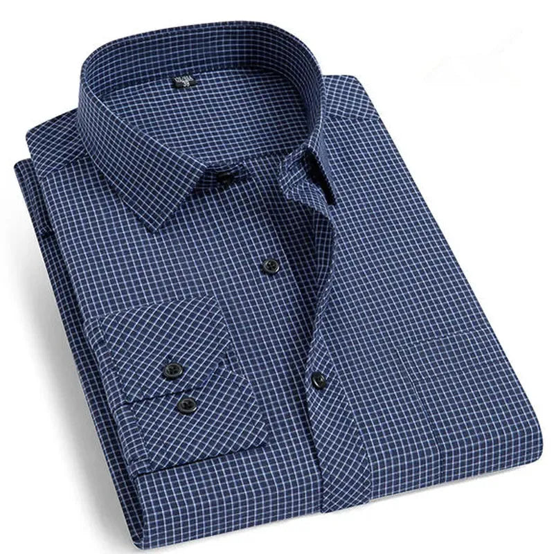 Men's Classic Striped or Solid Long Sleeve Business Shirt - Formal and Comfortable for Office or Social Wear