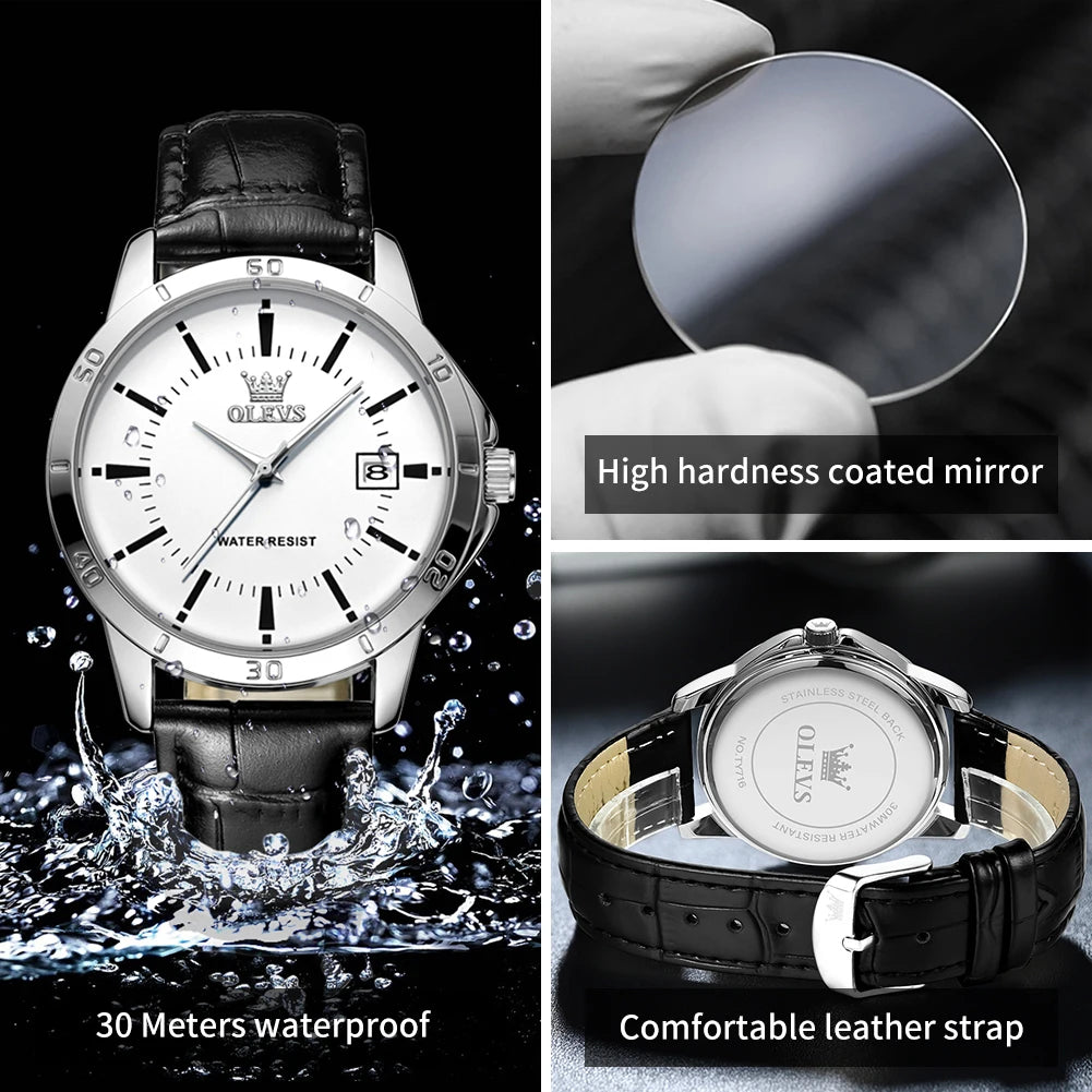 Luxury Men's Quartz Watch with Stainless Steel Band – Waterproof, Luminous, and Elegant Design