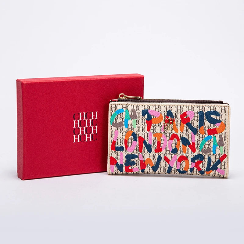 Retro Long Wallet with Letter Print – Stylish PVC Design for Unisex Use