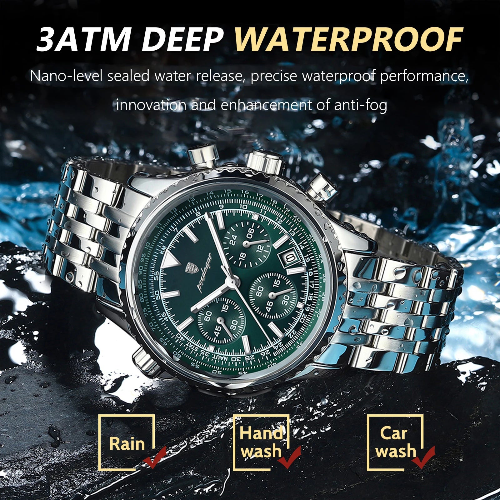 POEDAGAR Luxury Men’s Watch - Waterproof Stainless Steel Quartz Watch with Date and Luminous Hands