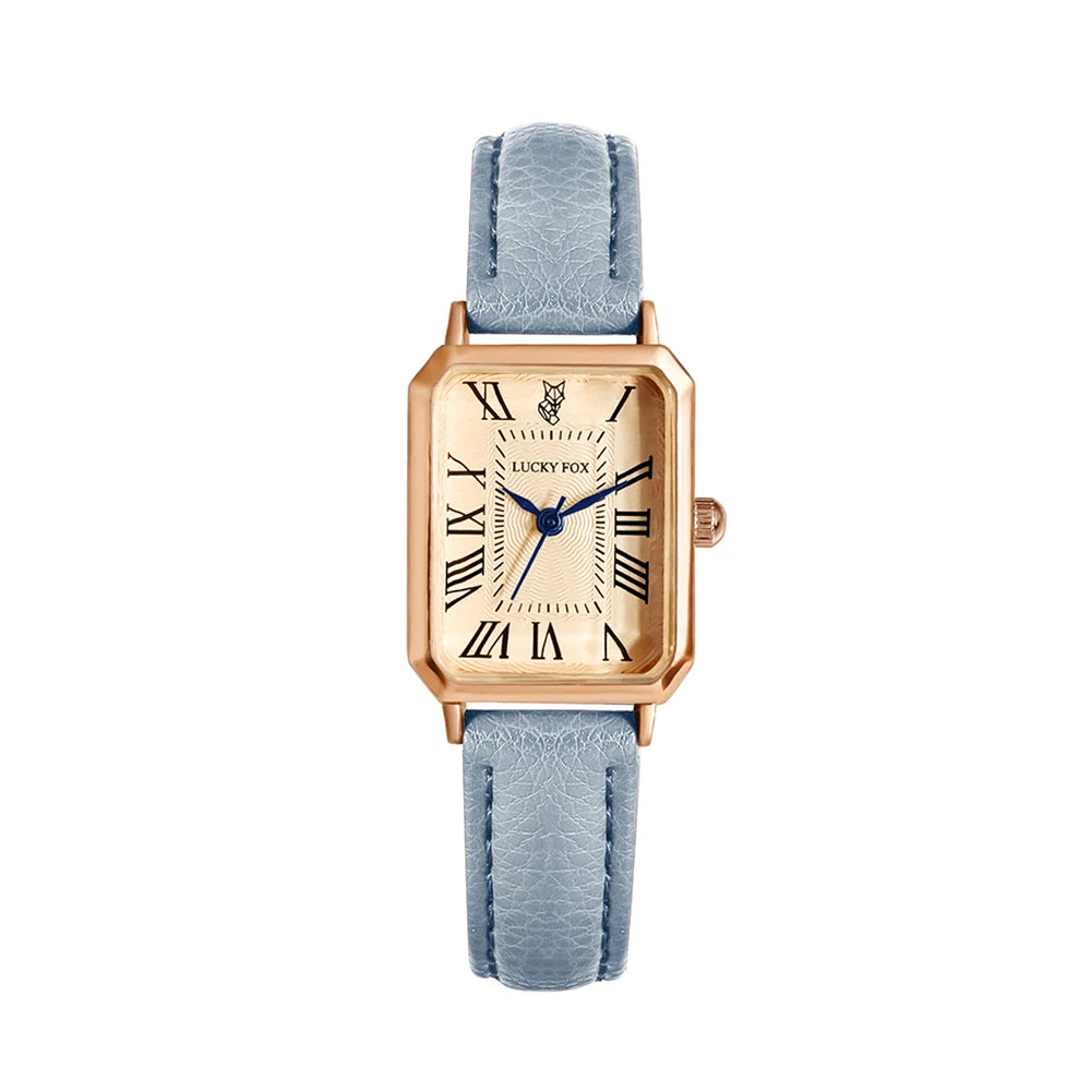 Retro Square Dial Quartz Watch with Leather Strap – Elegant Women’s Casual Timepiece